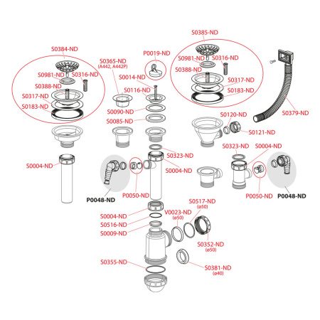 Выпуск 1 1/2 нерж. с носом, пробкой  ALCAPLAST