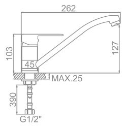 Смеситель для кухни 35 карт.  LEDEME  на гайке