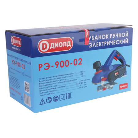 Рубанок  РЭ-900-02 ДИОЛД (900Вт, ширина строг.82мм, глуб. строг.2,5мм)