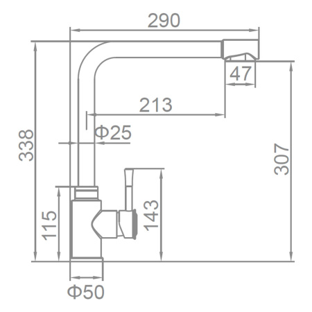 Смеситель для кухни 35 карт.  LEDEME  с бок. ручкой, вых для питьевой воды