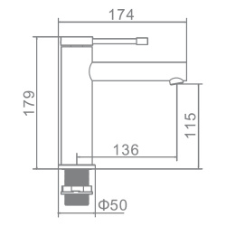 Смеситель для умывальника 35 карт.  LEDEME на гайке, черный