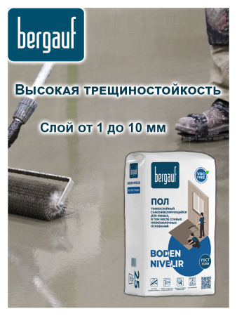 Наливной пол 25,0кг  BERGAUF Boden Nivelir самонивелирующий 