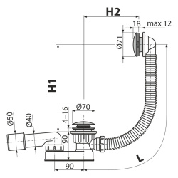 Обвязка для ванны  ALCAPLAST пластик Клик-Клак