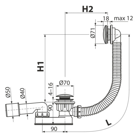 Обвязка для ванны  ALCAPLAST пластик Клик-Клак