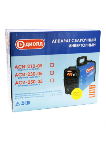 Аппарат сварочный инвертор  ДИОЛД  АСИ-210-05 (напр.150-240В,210А, 6,0 кВт, элек.1,6-4,0мм)