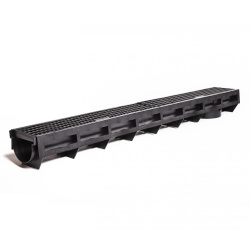 Лоток водоотводный пластиковый D  90 1000х135х100мм с пластиковой решеткой AQUA-TOP  AQUASTOK