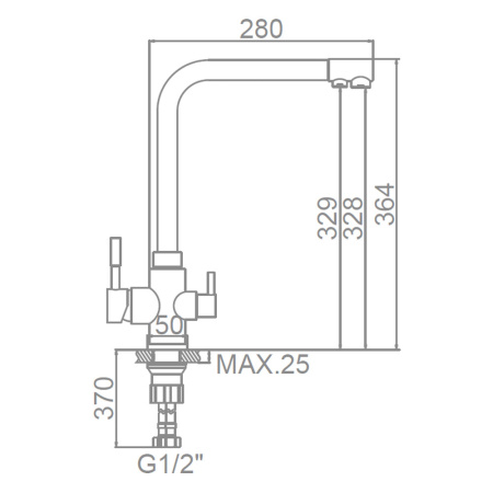 Смеситель для кухни 35 карт.  LEDEME  с бок. ручкой, вых для питьевой воды, нерж, сатин
