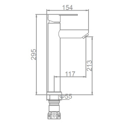 Смеситель для умывальника 35 карт.  LEDEME на гайке, нерж, сатин