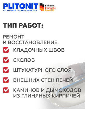 Смесь ремонтная   4,0кг  PLITONIT Суперкамин ТермоРемонт