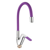 Смеситель для кухни 40 карт.  LEDEME  с бок. ручкой, силиконовый излив, фиолетовый