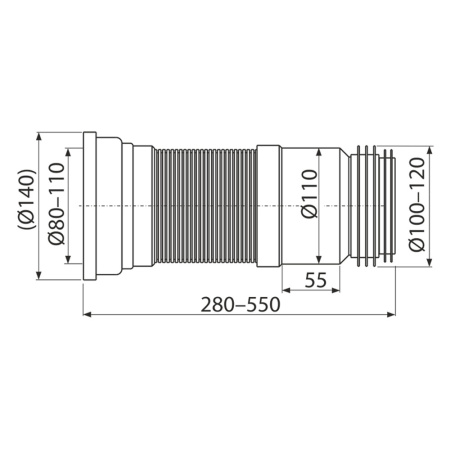 Гофра для унитаза 280/550  ALCAPLAST
