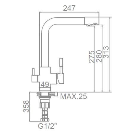 Смеситель для кухни 35 карт.  LEDEME  с бок. ручкой, вых для питьевой воды, светло-бежевый