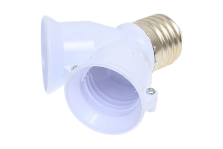 Переходник патрон Е27 на 2*Е27 белый ECOLA