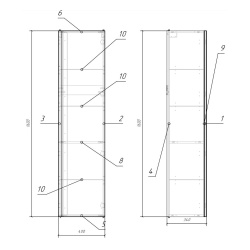 Пенал для ванной MODUO   40 (394х1600х340)  CERSANIT