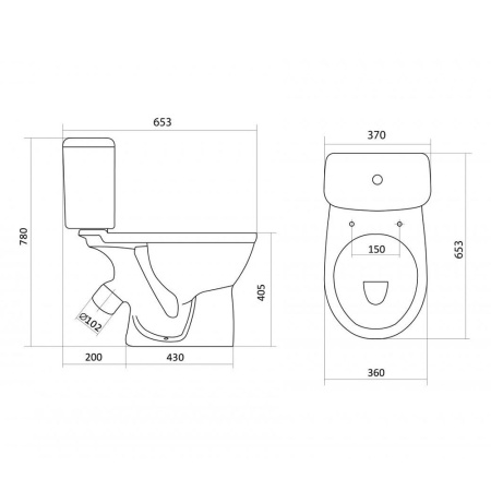 Унитаз белый БОРЕАЛЬ компакт 650х370х780  SANTEK