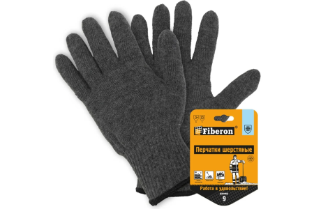 Перчатки вязаные шерстяные с точкой  FIBERON