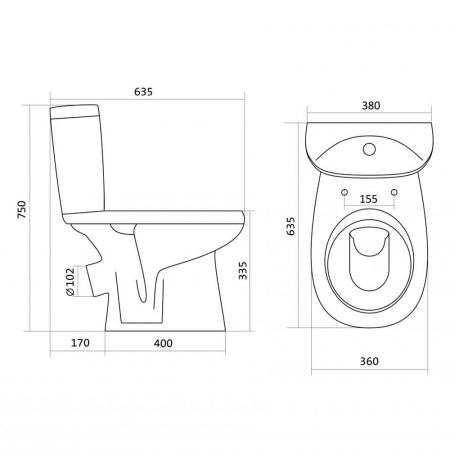 Унитаз белый АНИМО компакт 630х380х750  SANTEK