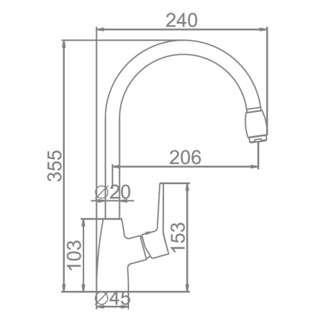 Смеситель для кухни 25 карт.  LEDEME  с бок. ручкой, черный