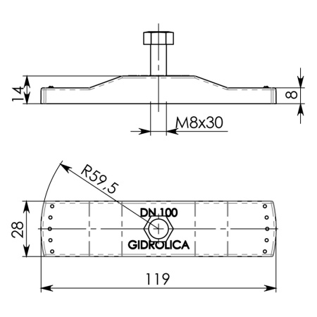 Крепеж для лотка пластикового D100мм с болтом 8 х 35мм  GIDROLICA Standart