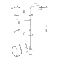 Смеситель ванн.-душ. 35 карт.  LEDEME  стационарный