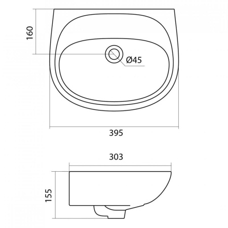 Умывальник белый АНИМО 50 без отв. 500х190х392  SANTEK