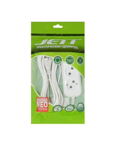 Удлинитель 3 местный 10 метров  10А, б/з (ПВС)  ДЖЕТ