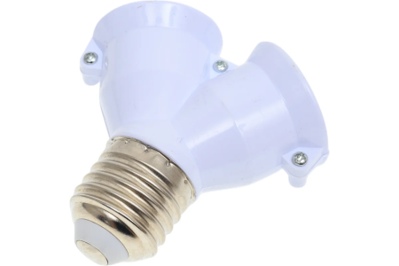 Переходник патрон Е27 на 2*Е27 белый ECOLA