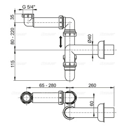 Сифон 32х40  ALCAPLAST без выпуска