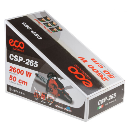 Бензопила  ECO CSP-265  (2.6кВт/3.5л.с, шина 20", цепь 0.325", 1.5мм, 76зв, 6.9кг)