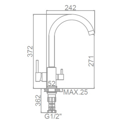 Смеситель для кухни 35 карт.  LEDEME  с бок. ручкой, вых для питьевой воды