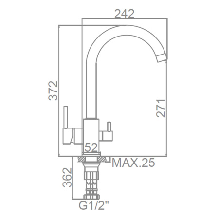 Смеситель для кухни 35 карт.  LEDEME  с бок. ручкой, вых для питьевой воды