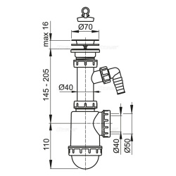 Сифон 50  ALCAPLAST нерж. с носом