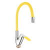 Смеситель для кухни 40 карт.  LEDEME  с бок. ручкой, силиконовый излив, желтый