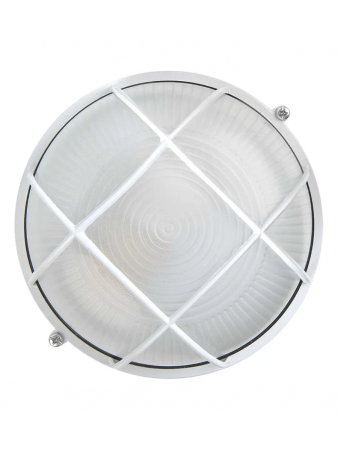Светильник НБП   60Вт круг белый с решеткой  GENERAL  (НПП 1302)