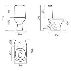 Унитаз белый АТТИКА компакт 606х400х775  SANITA