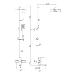 Смеситель ванн.-душ. 35 карт.  LEDEME  стационарный, нерж, сатин