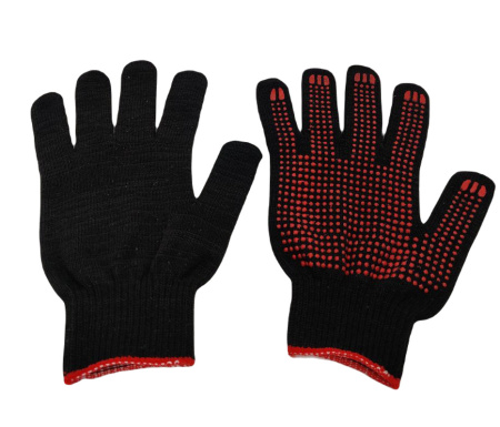 Перчатки вязаные двойные, с ПВХ - точкой  FIBERON