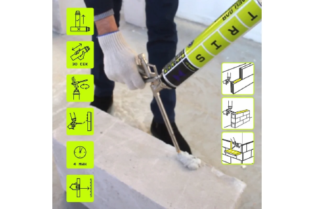 Пена-клей полиуретан для кладки блоков профи  750мл TRIS