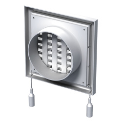 Вент решетка 12 х 12  белая с шнуром  ВЕНТС