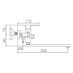 Смеситель ванн.-душ. 35 карт.  LEDEME L-35  нерж, сатин