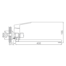 Смеситель ванн.-душ. 35 карт.  LEDEME L-40