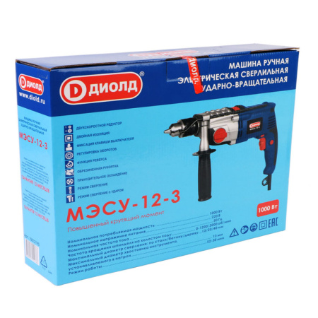 Дрель ударная  ДИОЛД  МЭСУ-12-3 (1000 Вт,макс.диам.сверл.40мм,коробка)