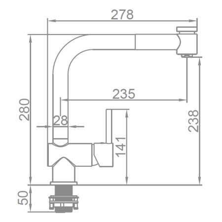 Смеситель для кухни 35 карт.  LEDEME  с бок. ручкой, вых для питьевой воды, с вытяжной лейкой