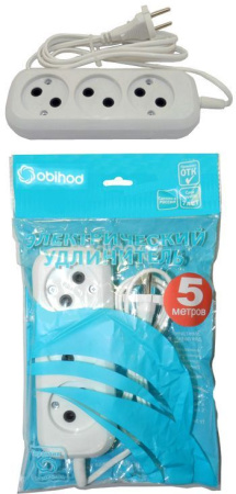 Удлинитель 3 местный  5 метров   6А, б/з  ОБИХОД