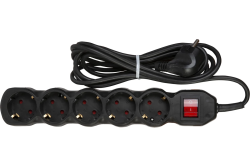 Фильтр сетевой 5 местный  3 метра 10А черный  RUCELF