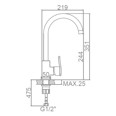 Смеситель для кухни 35 карт.  LEDEME  R-излив