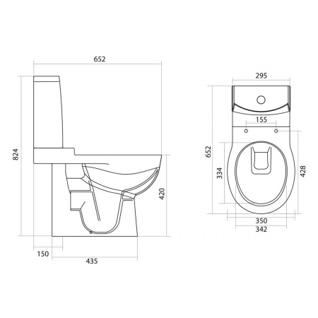 Унитаз белый АЛЛЕГРО компакт, дюропласт 650х350х830  SANTEK