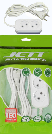 Удлинитель 2 местный 10 метра  10А, б/з (ПВС)  ДЖЕТ