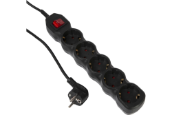 Фильтр сетевой 5 местный  5 метров 10А черный  RUCELF
