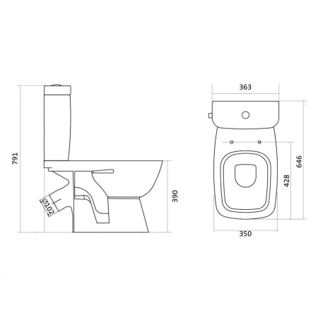 Унитаз белый НЕО компакт, сиденье дюропласт  650х370х790  SANTEK